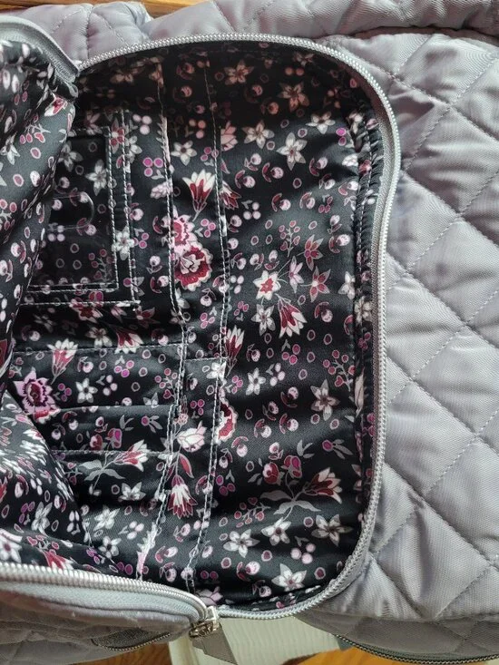 Vera Bradley | Quilted nylon campus backpack, floral interior | Gray | OS - Picture 10 of 13